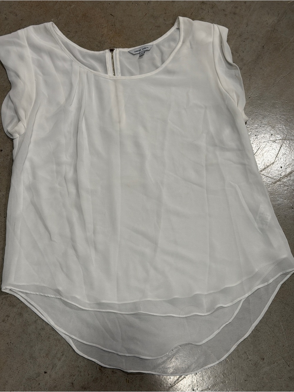 Women's White Chiffon Layered Short-Sleeve Blouse